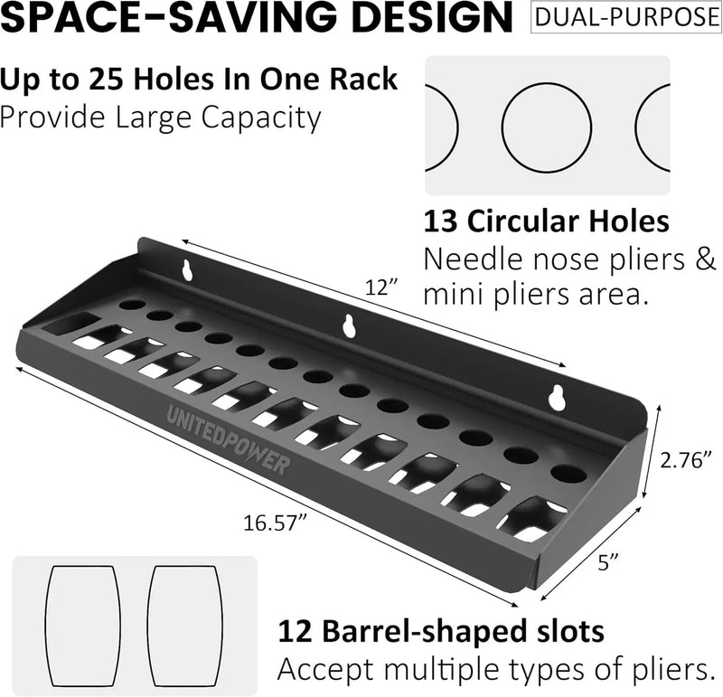 UNITEDPOWER Pliers Holder, Wall Mount Storage Rack Organizer for Workshop, Shed, Garage, Home, Stores up to 12 Pliers or Small Tools by GreenHaven Gardens