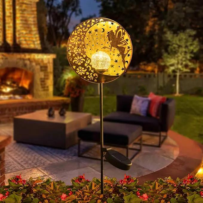 Tryme Solar Fairy Garden Lights - Moon Star Glass Globe Pathway Stake, Waterproof Outdoor Decorative Lights for Patio, Yard, Lawn by GreenHaven Gardens