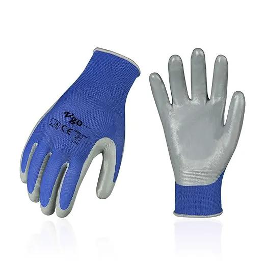 Vgo... 10-Pairs Safety Work Gloves, Gardening Gloves, Non-slip Nitrile coating, Dipping Gloves (Size XL, Blue, NT2110) by GreenHaven Gardens