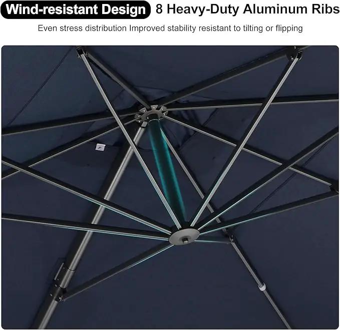 PURPLE LEAF 10' X 6.5' Left-right Tilting Outdoor Patio Umbrella Swivel Offset Cantilever Heavy Duty Rectangle Aluminum Umbrella with UV Resistant for Deck Pool Patio Backyard, Ocean Slate by GreenHaven Gardens