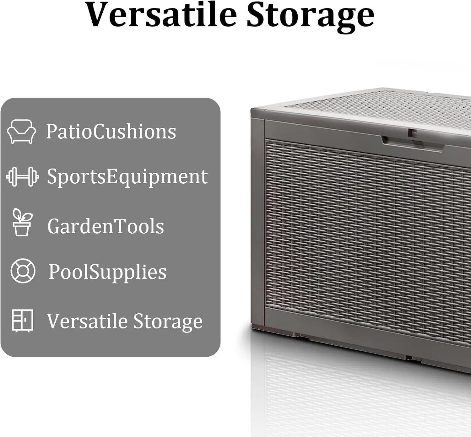100 Gallon Waterproof Deck Box, Lockable Resin Storage Box for Patio Furniture Cushions Garden Tools and Outdoor Delivery Storage, Coffee by GreenHaven Gardens