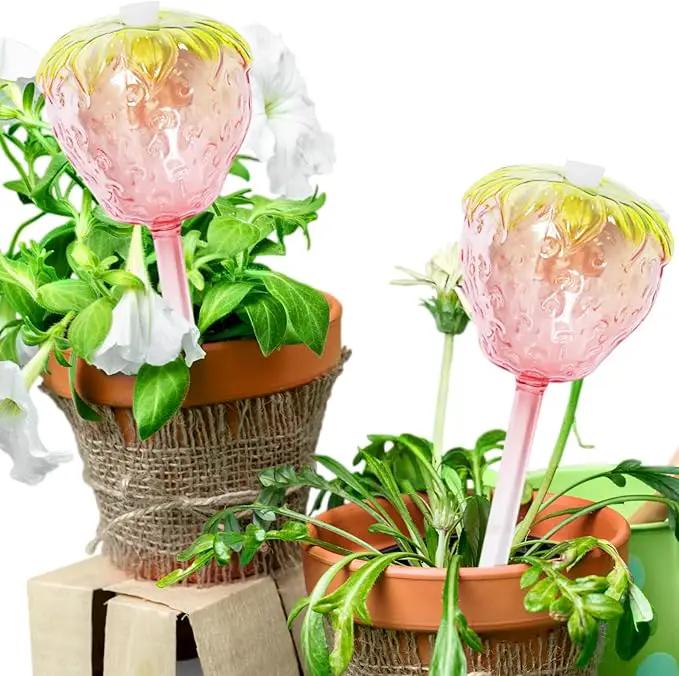 Plant Watering Globes, 2pcs Self Watering Planter Insert, Glass Watering Bulbs for Indoor Outdoor Plants, Mushroom Top-Fill Plant Watering Devices for Travel Vacation While Away by GreenHaven Gardens