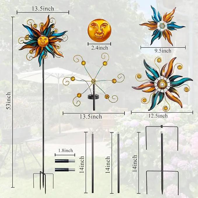 VEWOGARDEN Garden Solar Wind Spinner, Sun Outdoor Metal Wind Sculpture Yard Art Decor for Patio, Lawn & Garden by GreenHaven Gardens