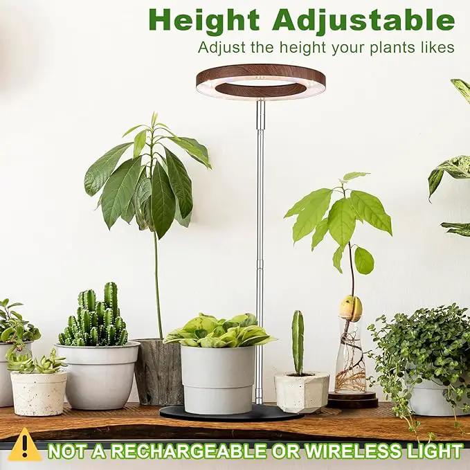 yadoker 72 LEDs Plant Grow Light for Indoor Plant,Aluminum Walnut Wood Grain Desk LED Grow Light, Height Adjustable,6.3" Aluminum Housing,Automatic Timer with 8/12/16 Hours,10-Level Brightnes by GreenHaven Gardens