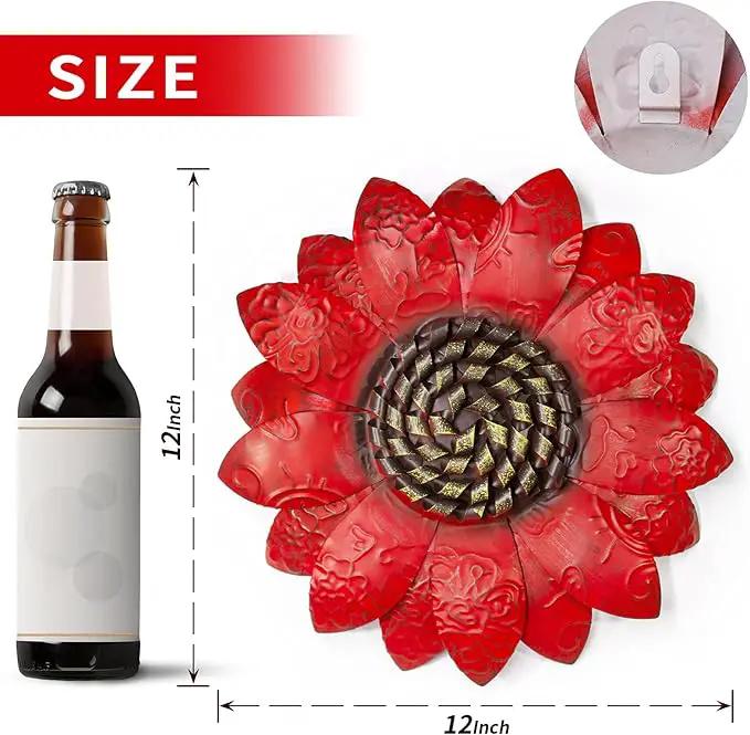 EASICUTI Red Sunflower Metal Flowers Wall Decor Metal Wall Art Decorations Hanging For Indoor Outdoor Home Bathroom Kitchen Room Bedroom Living Room Garden Patio Porch 12 Inch by GreenHaven Gardens