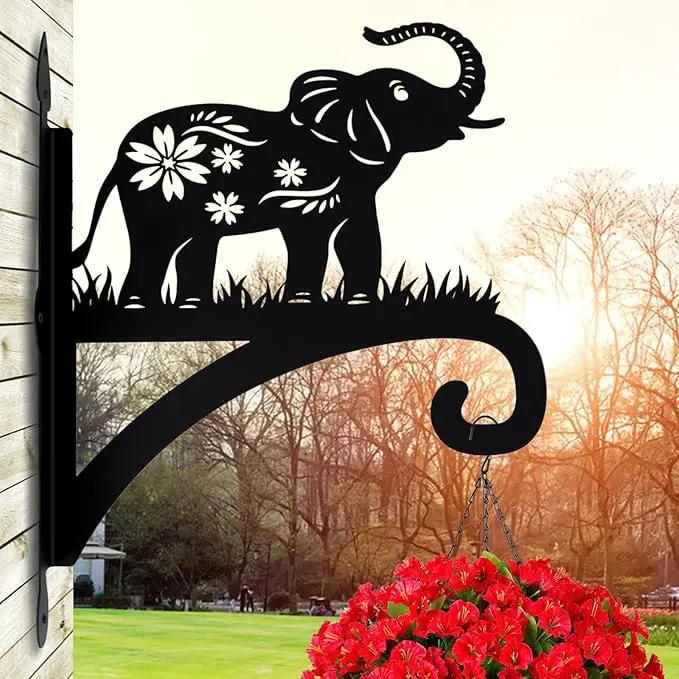 Hanging Plant Hanger Bracket, Heavy Duty Iron Wall Plant Hanger for Bird Feeder, Decorative Baby Elephant Silhouette Plant Hooks Hanging Plant Hangers Outdoor for Wind Chimes Flower Pot Lantern by GreenHaven Gardens