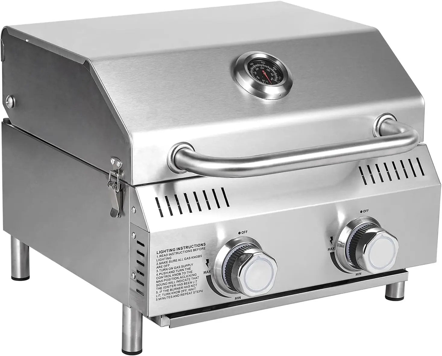 Bestfire Tabletop Gas Grill 2 Burners, 20,000 BTUs Stainless Steel Portable Propane Grill with Legs for Outdoor Patio Backyard Camping, Tailgating, and RV Trips by GreenHaven Gardens