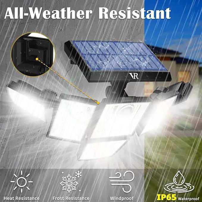 Solar Motion Sensor Flood Lights Outdoor - 496LEDs 3500LM 3 Lighting Modes 3 Levels Brightness, 6 Heads 360° Illumination, IP65 Solar Security Lights,for Porch Yard Patio Garage(3 Packs) by GreenHaven Gardens