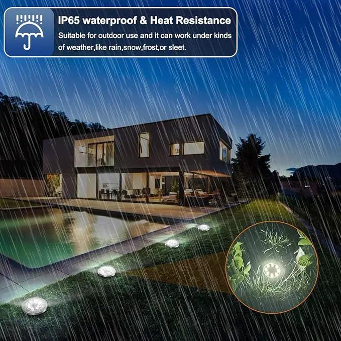 ZGWJ Solar Ground Lights,8 LED Disk Lights Upgraded Outdoor Garden Lights Landscape Lights for Lawn Pathway Yard Deck Patio Walkway White, 8 Pack by GreenHaven Gardens