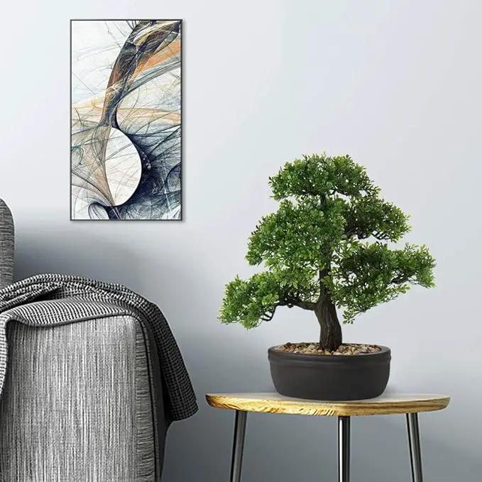 Artificial Bonsai Tree Juniper Faux Plants Indoor Small Fake Plants Decor with Ceramic Pots for Home Table Office Desk Bathroom Shelf Bedroom Living Room Farmhouse Decorations by GreenHaven Gardens