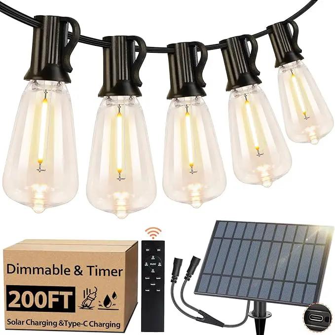 Bosceos Solar Outdoor String Lights Waterproof, 200FT Solar Powered String Lights for Outside with Shatterproof Bulbs, Dimmable ST38 LED Lights String, Patio Hanging Lights for Backyard Garden Party by GreenHaven Gardens