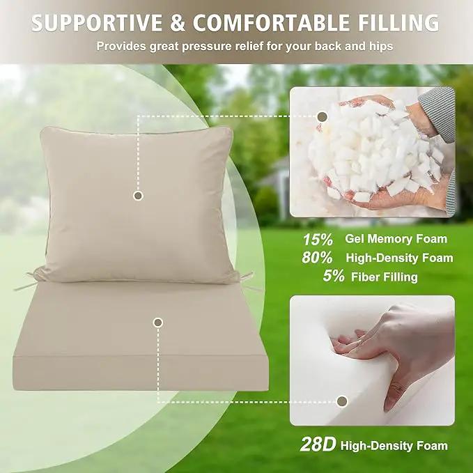 24"x24" Outdoor Cushion for Patio Furniture – Water-Repellent & Fade-Resistant Patio Chair Cushion for Garden, Deck, or Porch – Cream by GreenHaven Gardens