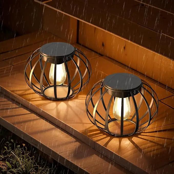 Solar Lanterns Outdoor Waterproof - 2 Pack Solar Outdoor Lanterns, 15"" Solar Lights Outdoor Hanging, Lanterns Decorative Outdoor Pumpkin Shape, Black, Wq-OSL-001 by GreenHaven Gardens