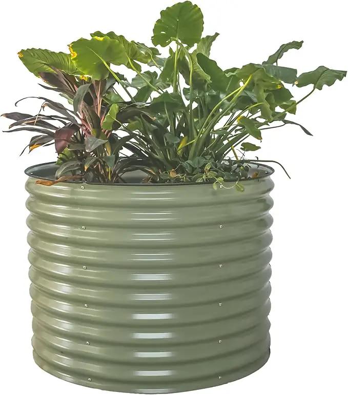 Vego garden 32" Tall 42" Round Raised Garden Bed Raised Bed Planter Box for Vegetables Flowers Patio-Olive Green by GreenHaven Gardens