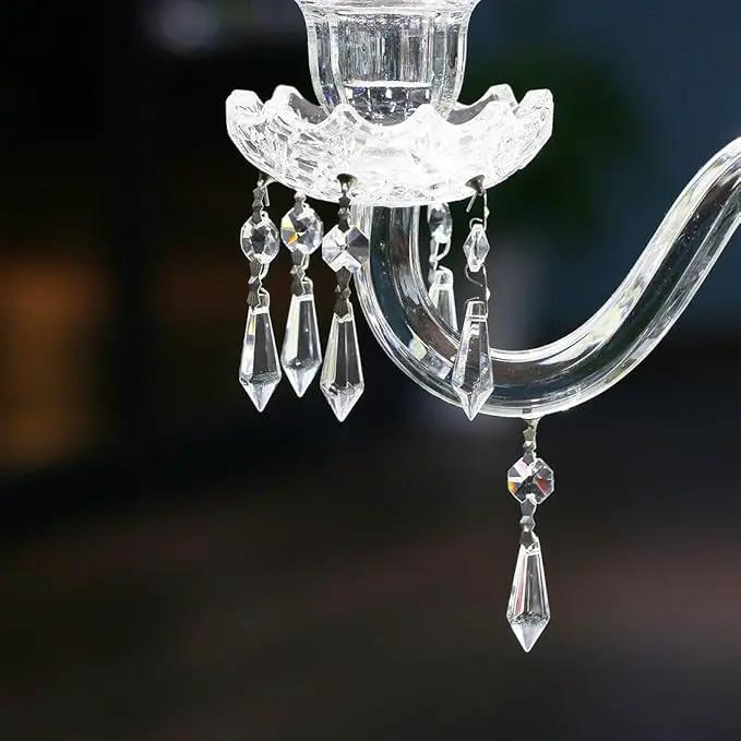 HDCRYSTALGIFTS 20Pcs 38mm Replacement Clear Chandelier Icicle Crystal Prisms Octogan Crystal Bead for Lamp Decor,Silver Bow Tie Connectors by GreenHaven Gardens