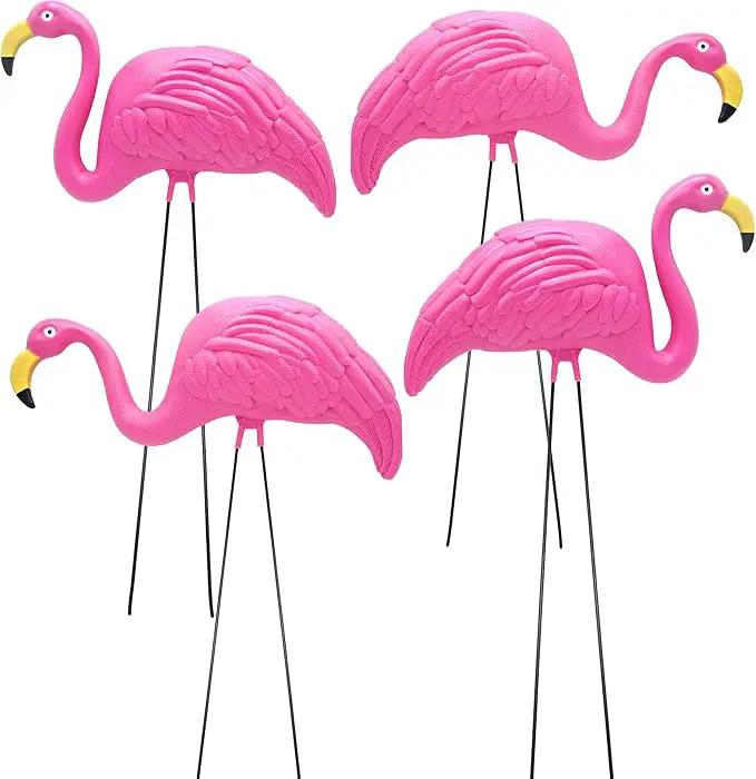 4E's Novelty 4 Pink Flamingos Yard Decorations - Large 23" Flamingos Yard Ornaments - Pink Flamingos for Yard Sculptures & Statues - Lawn Flamingos Outdoor Garden Decor, Weather Resistant by GreenHaven Gardens