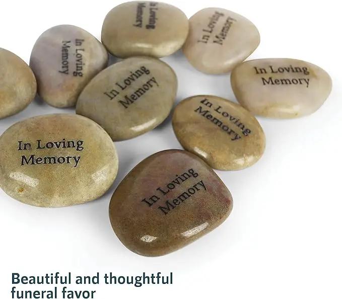 50 Memorial Stones - Inspirational River Rocks Engraved with in Loving Memory - Celebration of Life Decorations - Recuerdos de Difuntos para DAR En UNA Misa by GreenHaven Gardens