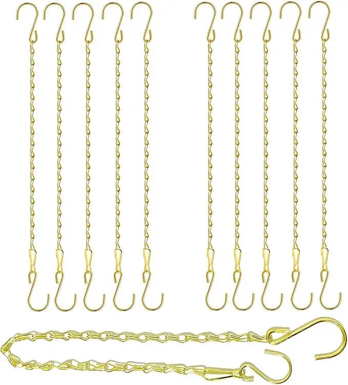 RIFNY Gold Hanging Chains with Hooks, 10 Pieces 20 Inch Chain for Hanging Bird Feeders Planters Baskets Billboards Lanterns Wind Chimes Ornaments Outdoor/Indoor Use (20 inch 10pcs) by GreenHaven Gardens