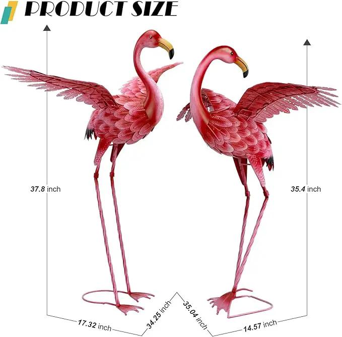 Natelf Pink Flamingo Yard Decorations, Tall Birds Garden Statues and Sculptures, Metal Lawn Art Ornaments for Outdoor Patio Backyard, Set of 2 by GreenHaven Gardens