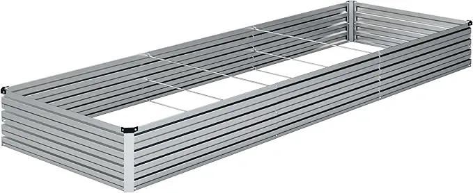 12x4x1FT Galvanized Raised Garden Bed Kit,Vegetable Boxes-Rectangle Metal Flower Box,Large Planter Raised Beds Outdoor Garden for Planting,Fruit,Herb-Sliver by GreenHaven Gardens
