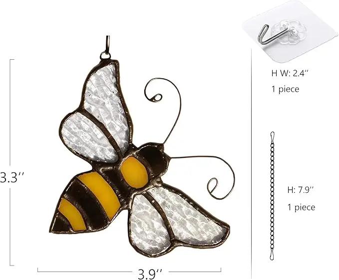 Bumble Bee Ornament Stained Glass Window Hanging Suncatcher Home Decor, Birthday Gifts for Mom Grandma Aunt Sister Bee Lover, Mother's Day Bee Decoration by GreenHaven Gardens