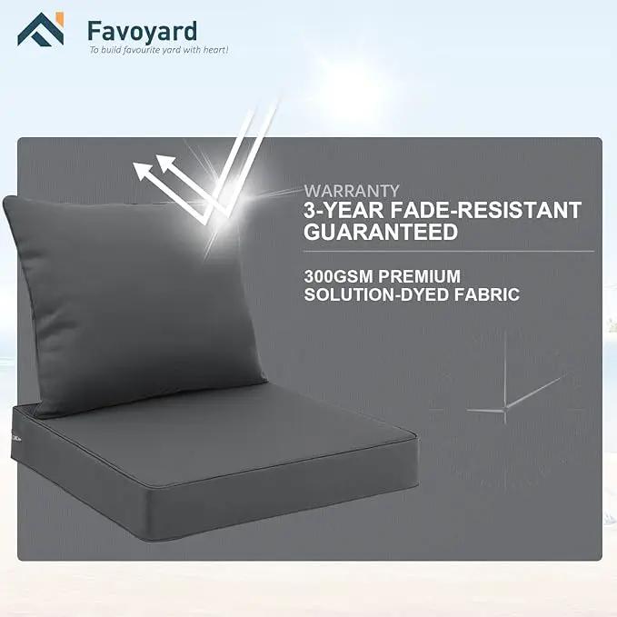 Favoyard Outdoor Seat Cushion Set 19 x 19 Inch Waterproof & Fade Resistant Patio Furniture Cushions with Removable Cover Deep Seat & Back Cushion with Handle and Adjustable Straps for Chair Sofa Couch by GreenHaven Gardens