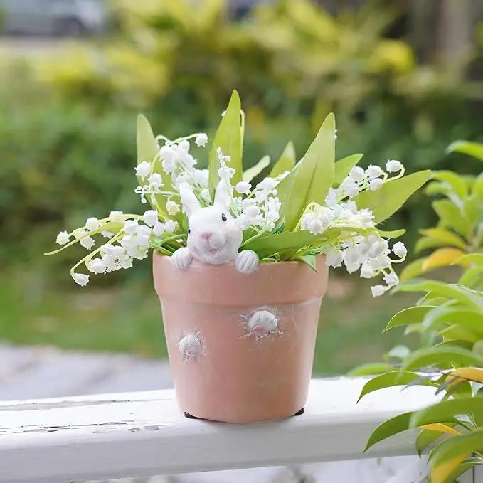 Easter - Spring Flower Pot - Bunny Decor - Easter Decoration - Decorative Garden Pots for Cactus Succulents Planter with Drainage Hole for Home Farmhouse Decor 5.75 x 5 x 7.25 inch Newman House Studio by GreenHaven Gardens