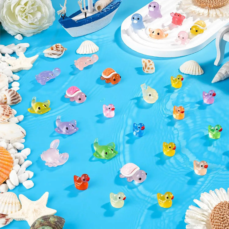 300 Pcs Luminous Mini Resin Animal in The Dark Mini Resin Figurines with 25 Styles Duck Frog Rabbit Owl Mushroom Shapes for Fairy Garden Accessories Micro Landscape Bonsai Aquarium Outdoor Decor by GreenHaven Gardens