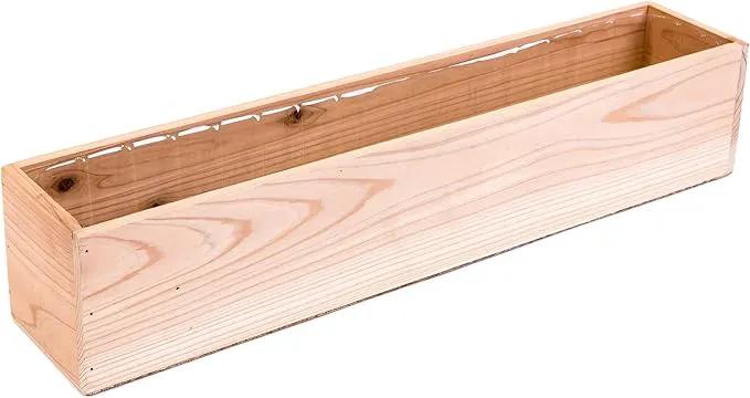 20" Rectangular Rustic Wood Planter with Plastic Liner l Rose Wood l Country Style, Home and Wedding Decorations, Garden Ornaments (20x4 Set of 2, Rose Wood) by GreenHaven Gardens