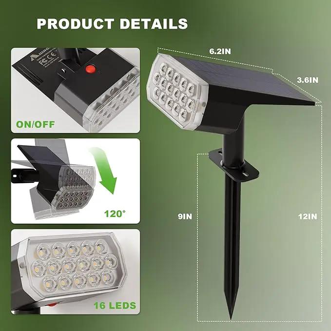 Solar Spot Lights Outdoor, 3 Lighting Modes Solar Outdoor Lights for Garden Yard Outside Landscape, 2 Pack Warm by GreenHaven Gardens