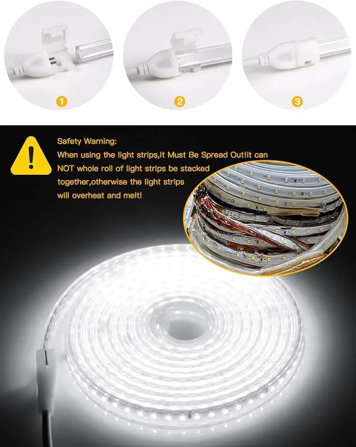 AIMENGTE Led Strip Lights for Outdoor - Waterproof Led Strip Lighting AC 110V, 360LEDs, 6500k LED Rope Lights for Garden, Patio, Lawn, Under Cabinet Kitchen, Bedroom Bathroom (9.9ft, Cool White) by GreenHaven Gardens