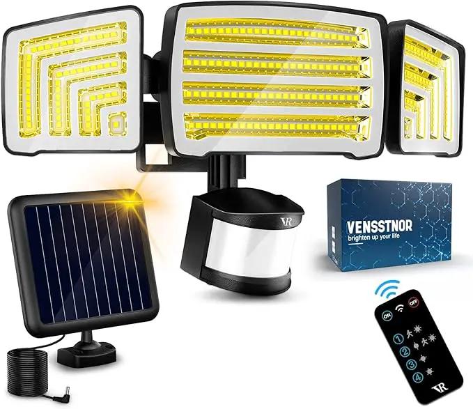 Solar Motion Sensor Flood Lights Outdoor - 4000LM 4 Lighting Modes, 72FT Sensing Distance, Split 3000mAh Solar Panel, IP65 Waterproof Security Lights with Remote for Porch Yard Patio Garage by GreenHaven Gardens