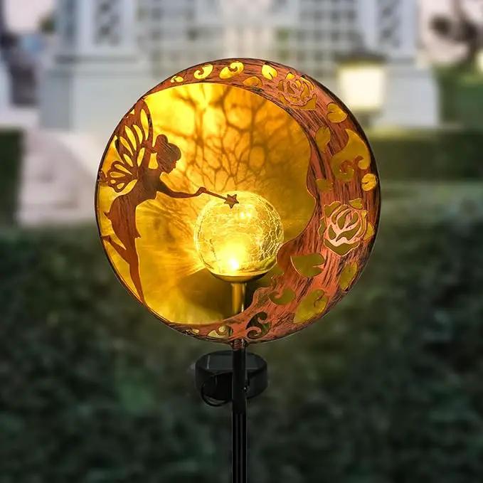 Fairy Solar Garden Light, Decorative Outdoor Statue, Moon Star Decor Stake, Metal Sculpture Decoration for Yard, Lawn, Patio, Pathway, Housewarming, Birthday Gift for Mom, Grandma, Women by GreenHaven Gardens