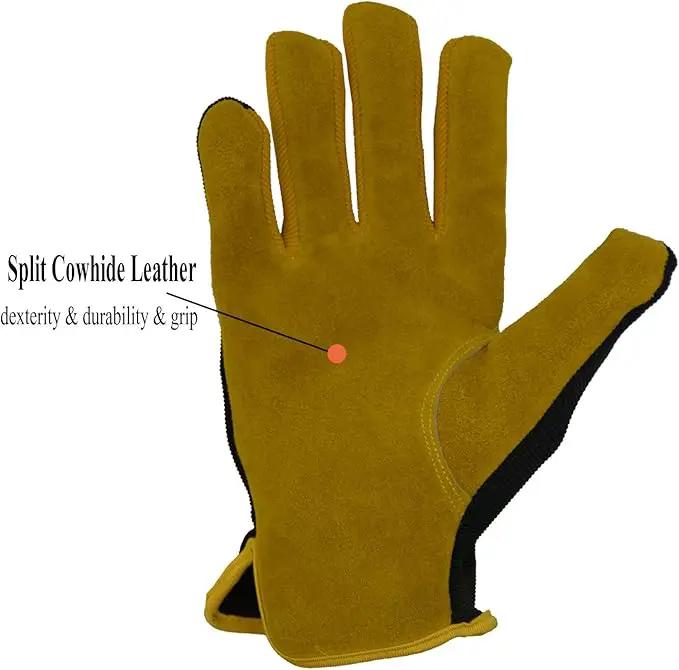 HANDLANDY Leather Work Gloves for Men & Women, Reinforced Durable Garden Gloves, Cowhide Working Glove for Gardening by GreenHaven Gardens