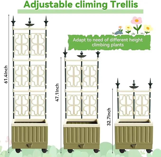 Tomato Planter with Trellis,61.4" Self-Watering Tomato Cage Raised Garden Bed Planter Box with Trellis & Wheels for Climbing Plants Vegetable Vine Flowers by GreenHaven Gardens