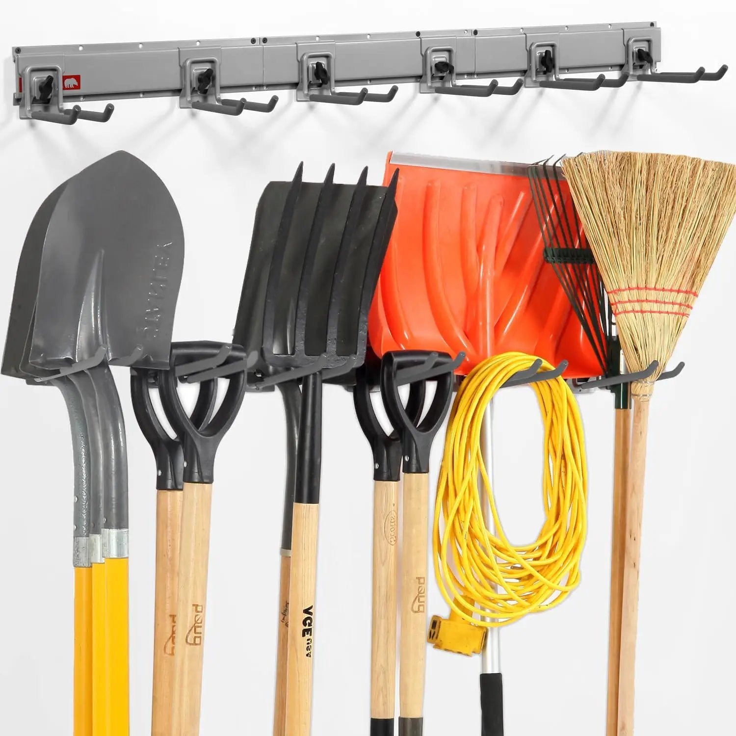 Clamping Garden Tool Organizer, Garage Organization Wall Mount Tool Holder, Heavy Duty Garage Storage Tool Rack, Shovel Hangers Yard Tool Hook, Hold Up to 420lbs (48Inch Grey) by GreenHaven Gardens