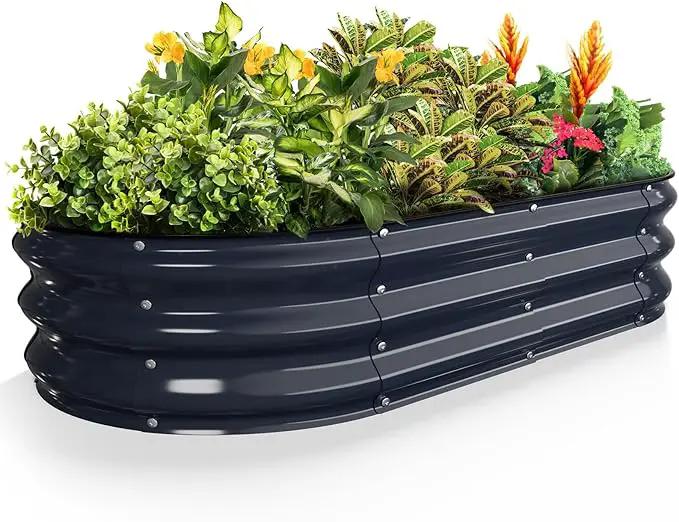 Kesfitt Raised Garden Bed Kit,Outdoor Galvanized Planter Raised Boxes with Safety Edging and Gloves,Large Metal Raised Garden Beds for Gardening Vegetables,Fruits,Flower(4x2x1FT) by GreenHaven Gardens