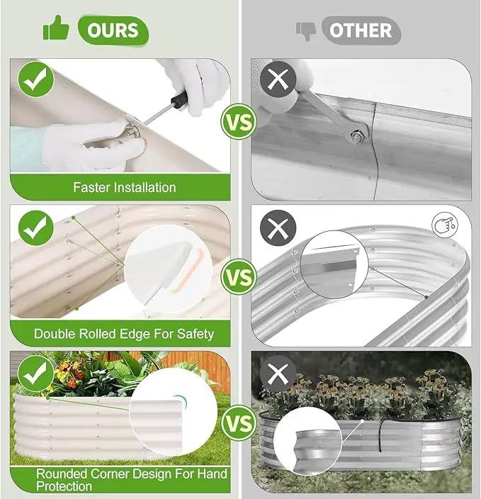 Galvanized Raised Garden Bed Outdoor- 2 Pcs Raised Beds for Gardening| Metal Planter Box, Steel Raised Garden Bed Kit with Gloves for Vegetables, Flower, Herbs (4x2x1.4FT, White) by GreenHaven Gardens