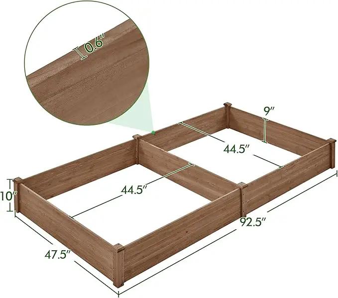 Yaheetech 8×4ft Wooden Horticulture Raised Garden Bed Divisible Elevated Planting Planter Box for Flowers/Vegetables/Herbs in Backyard/Patio Outdoor, 93 x 48 x 10in, Dark Brown by GreenHaven Gardens