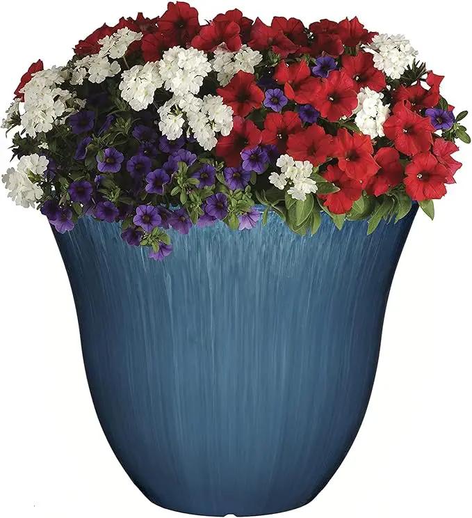 Classic Home and Garden Honeysuckle Resin Flower Pot Planter, Ocean Blue, 13" by GreenHaven Gardens