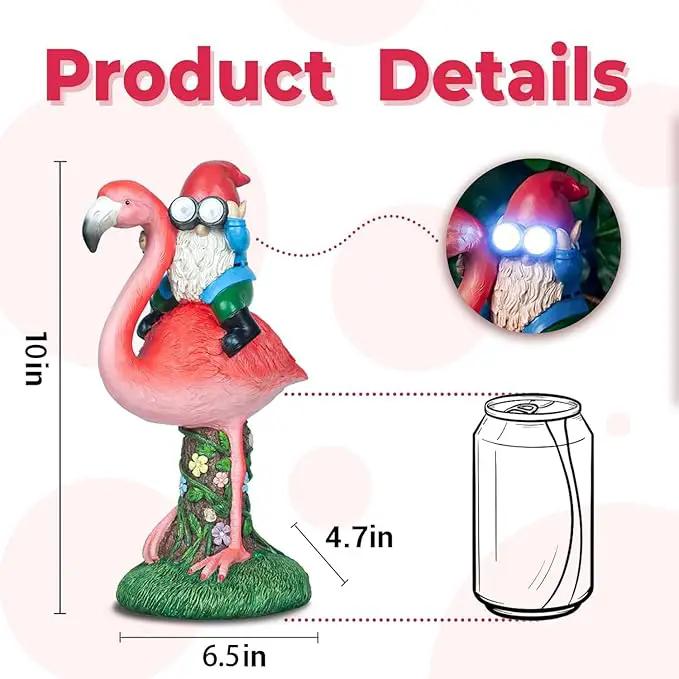 Solar Flamingo Gnome Garden Decor Statue, Outdoor Funny Solar Light Decoration for Yard, Patio, Lawn, Unique Housewarming, Birthday Gift for Women, Mom, Grandma by GreenHaven Gardens