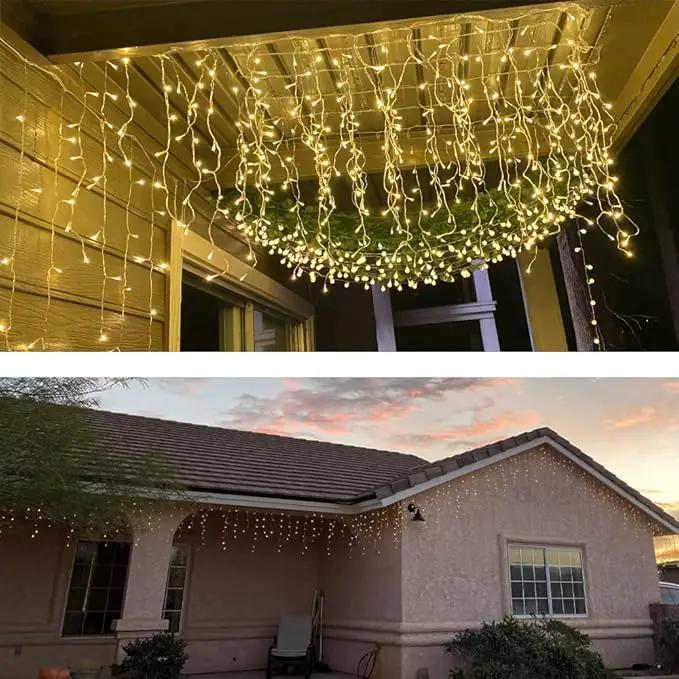 YASENN Bluetooth APP Icicle Lights LED Christmas String Light Icicle Style 300 LED 30ft Fairy Lights 60 Drops Icicle Lights for Indoor Outdoor Decorations(Warm White) by GreenHaven Gardens