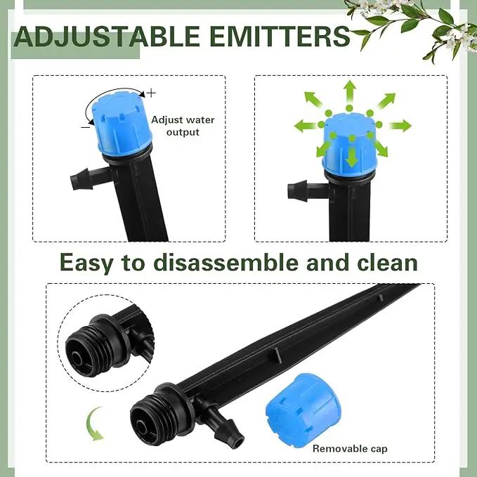 200 Pcs Drip Irrigation Kit for 1/4" Tubing Include 100 Drip Irrigation Emitter Adjustable Fan Shape Drip Irrigation Parts and 100 Barbed Tee Fittings Barbed Connectors for Garden Lawn Patio by GreenHaven Gardens