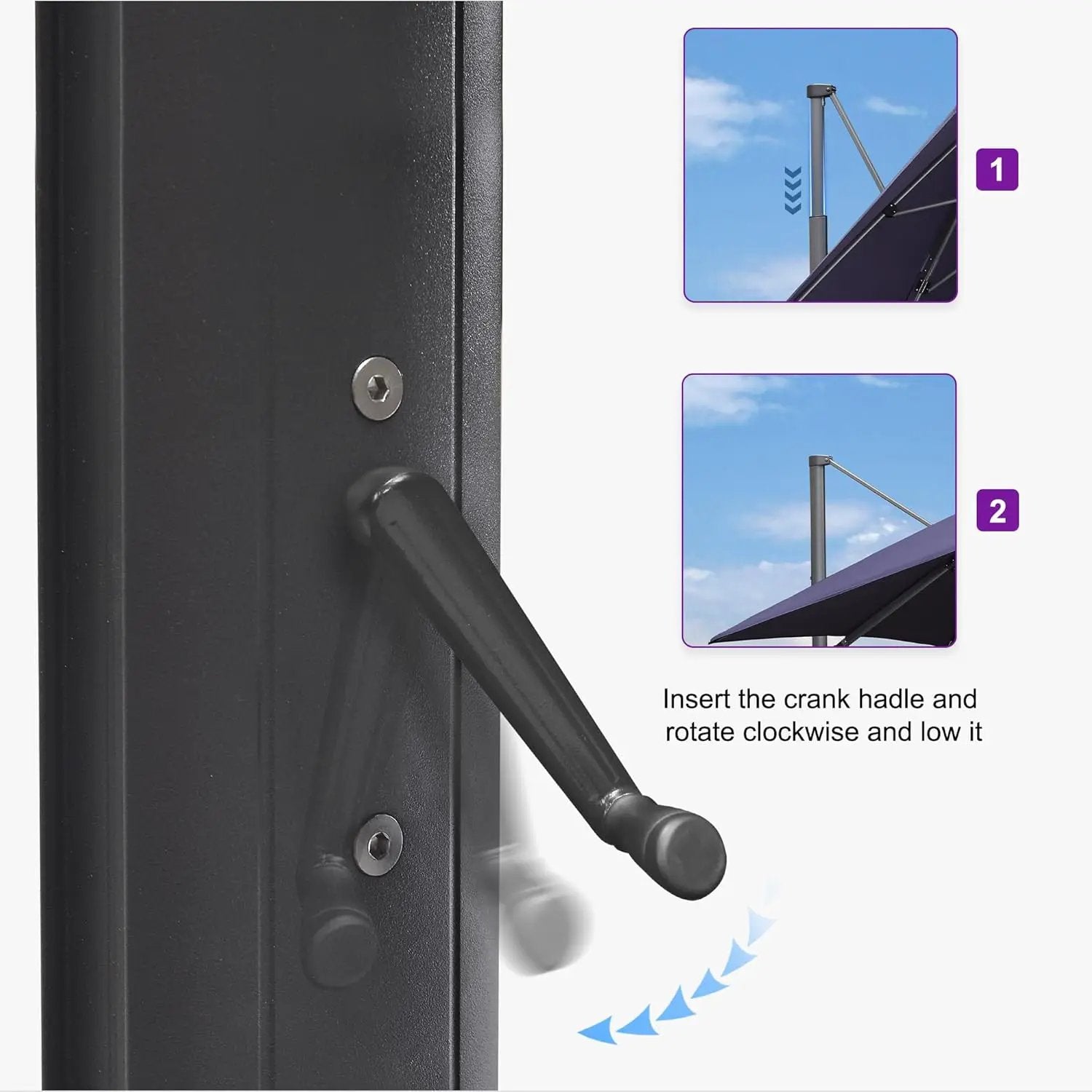 PURPLE LEAF 11.5' X 11.5' Telescopic Patio Umbrella Outdoor Cantilever Umbrella Square Up Down Lifting Offset Umbrella with 360-degree Rotation for Garden Deck Pool Patio Navy by GreenHaven Gardens