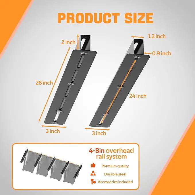 Ultrawall Overhead Garage Storage Rack, Heavy Duty Ceiling Storage Rack, 26 Inch Adjustable Ceiling Bin Storage System, 5 Sets for 4 Bins by GreenHaven Gardens