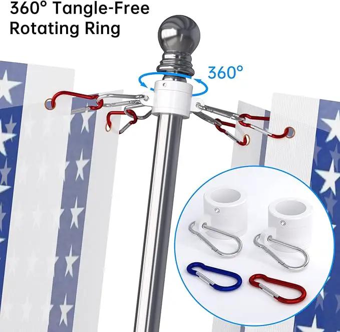 ZMTECH Flag Pole with Solar Light - Adjustable Bracket, 6 FT Stainless Steel Flag Poles for Outside House, Garden or Yard, Tangle Free Flagpole Kit for American Flag (Without Flag, Silver) by GreenHaven Gardens