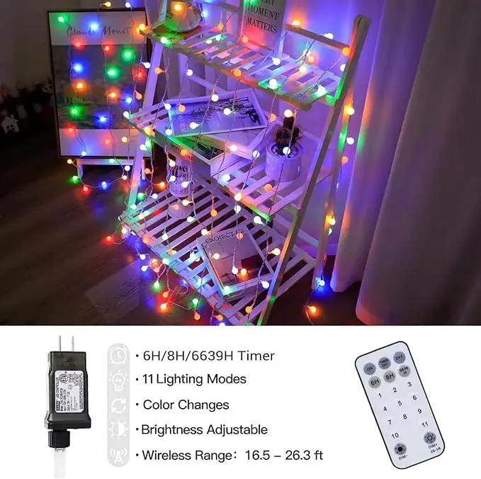 Globe String Lights 115 Feet 200 LED,Plug in Fairy String Lights with Remote Timer Extendable, 11 Modes Indoor Outdoor Color Changing Lights for Wedding Bedroom Classroom Patio Garden by GreenHaven Gardens