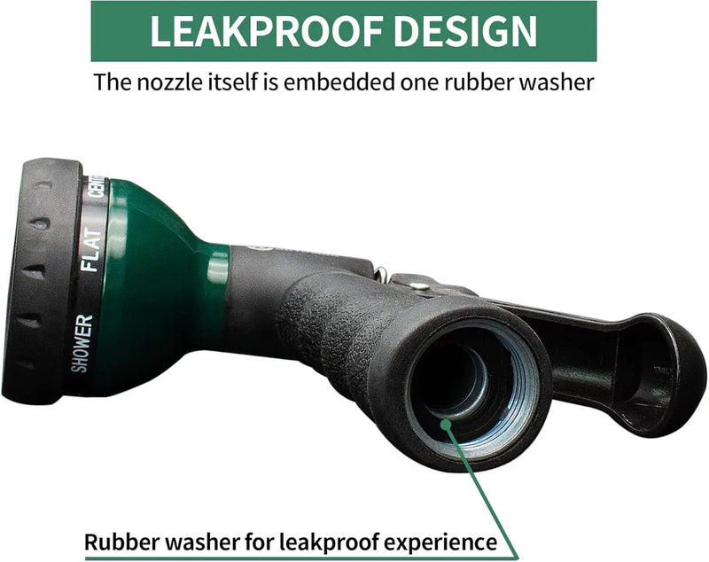 AUTOMAN-Garden-Hose-Nozzle, Metal Water Spray Nozzle with Heavy Duty 7 Adjustable Watering Patterns,Slip Resistant for Watering Plants,Lawn& Garden,Washing Cars,Cleaning,Showering Pets & Outdoor Fun. by GreenHaven Gardens