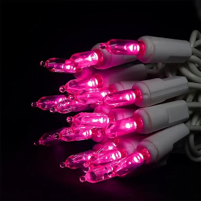 Pink LED Christmas Lights - 35 Count Pink Christmas String Lights for Small Tree, Crafts, Bedroom, Wedding, Indoor and Outdoor Valentines Day Decorations, 11 Feet White Wire, UL Certified, Connectable by GreenHaven Gardens