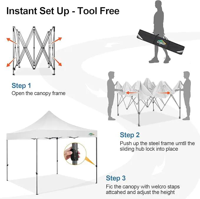 COBIZI 10x10 Pop Up Canopy Tent 10x10 Easy up Canopy, Heavy Duty Outdoor Canopy UPF 50+ All Weather Waterproof Instant Party Tents for Parties Gazebo with Handbag, White(Windproof Upgraded) by GreenHaven Gardens